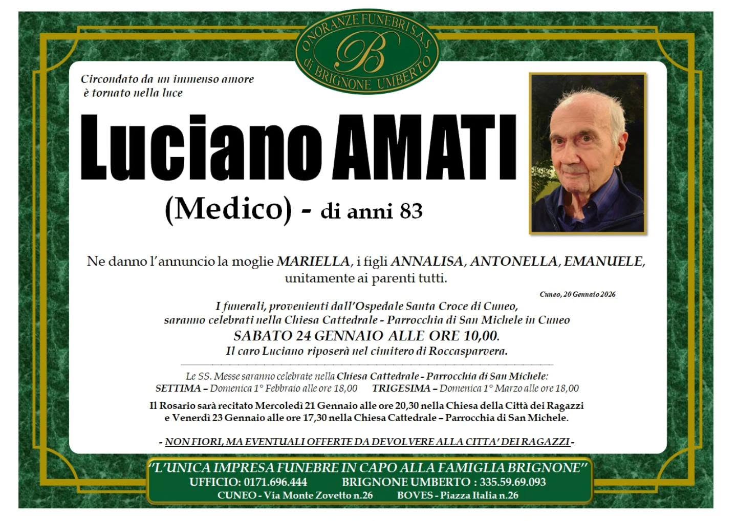 Manifesto funebre di Luciano Amati