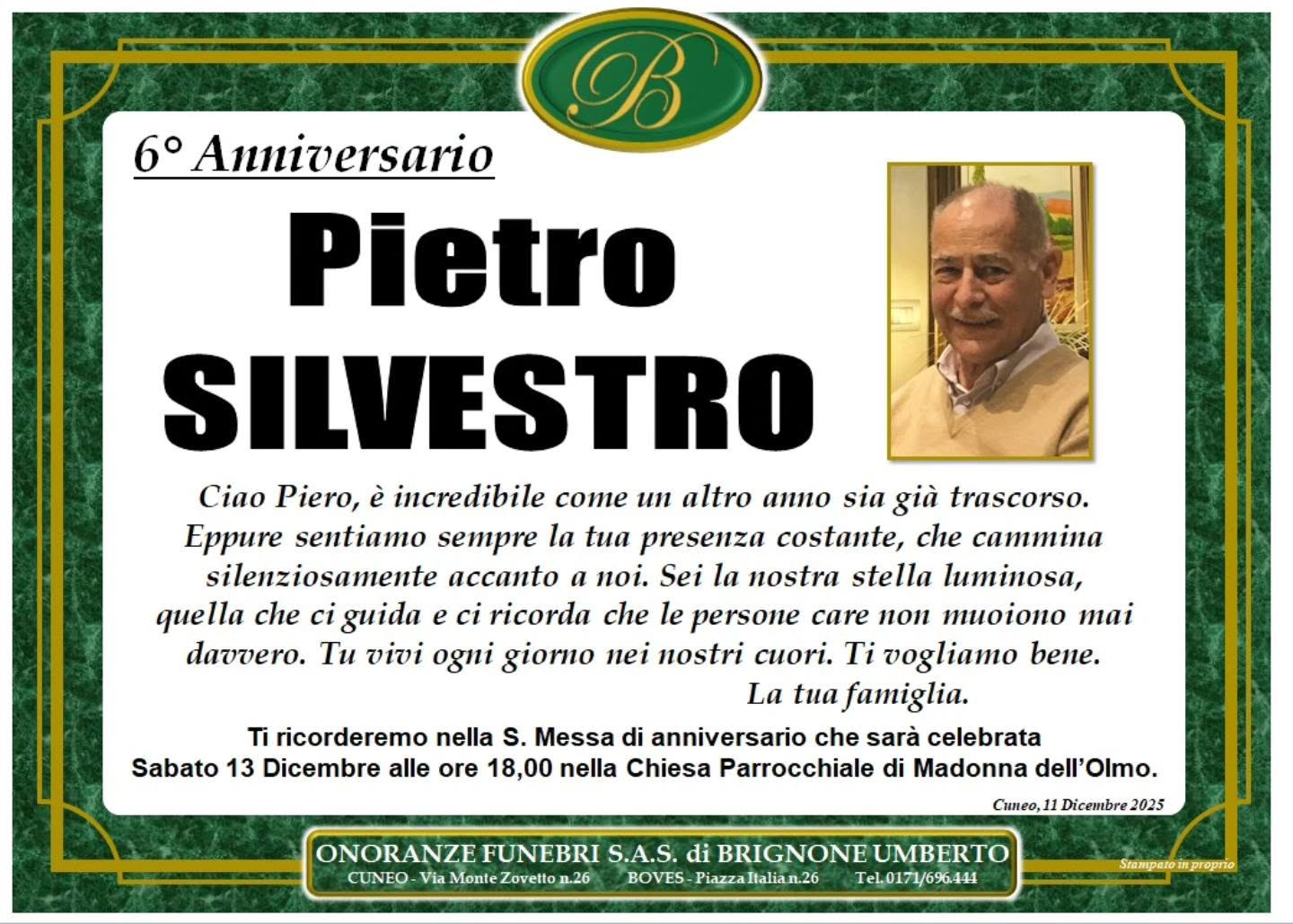 Manifesto funebre di Pietro Silvestro