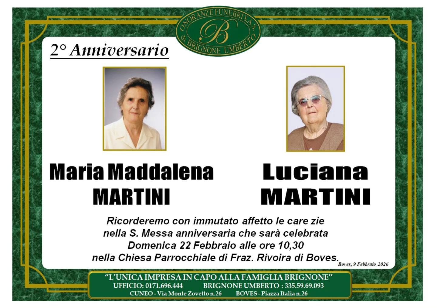 Manifesto funebre di Martini