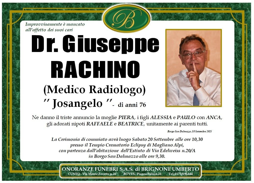 Manifesto funebre di Dr. Giuseppe Rachino