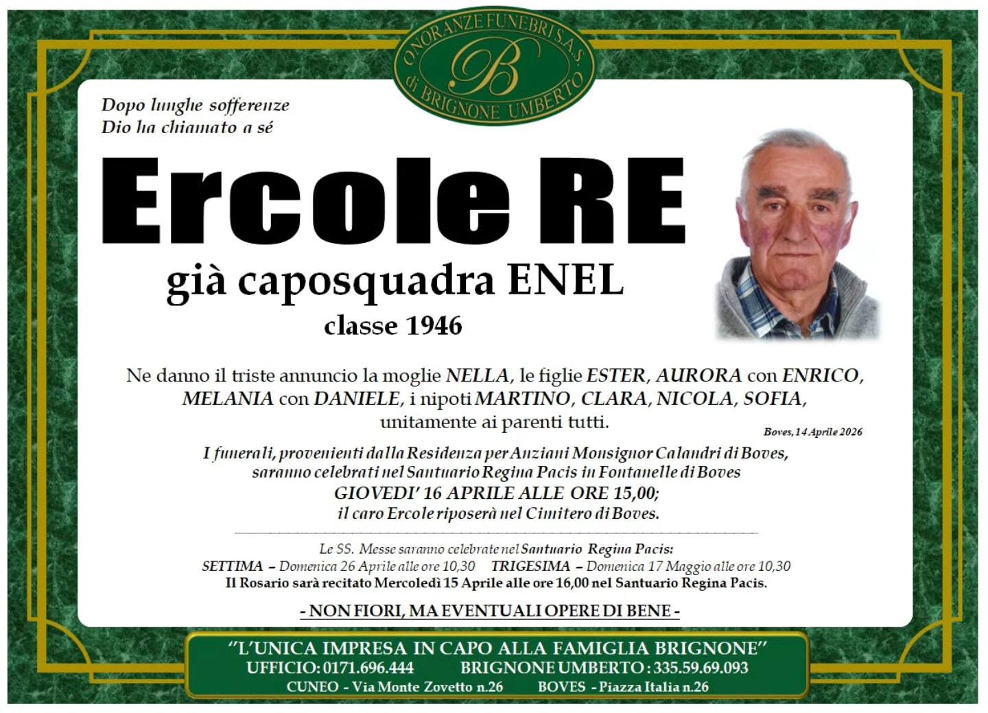 Manifesto funebre di Ercole Re
