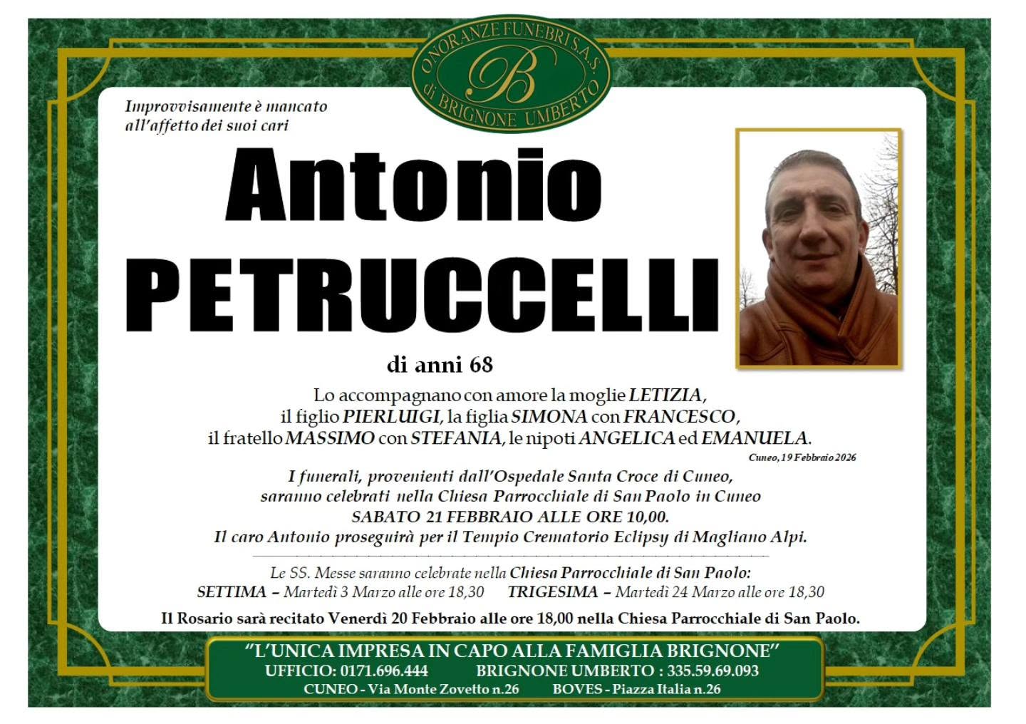 Manifesto funebre di Antonio Petruccelli