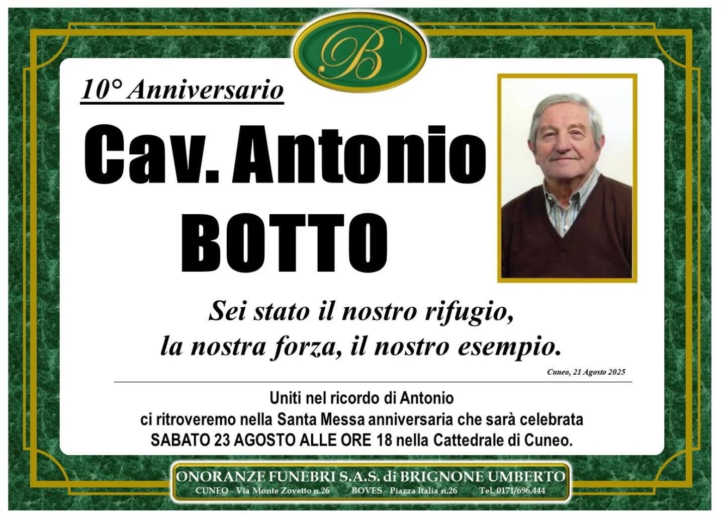 Manifesto funebre di Cav. Antonio Botto