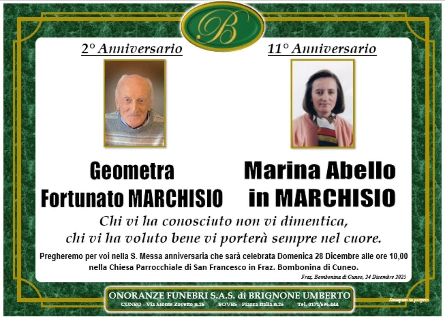 Manifesto funebre di Marchisio Abello