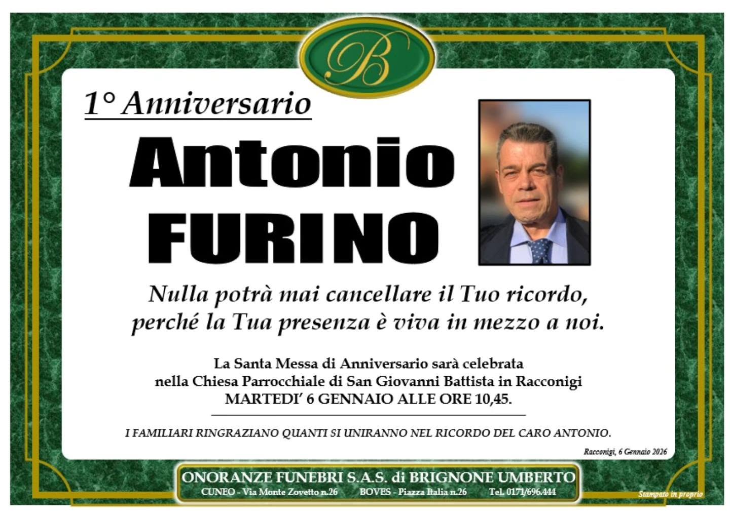Manifesto funebre di Antonio Furino
