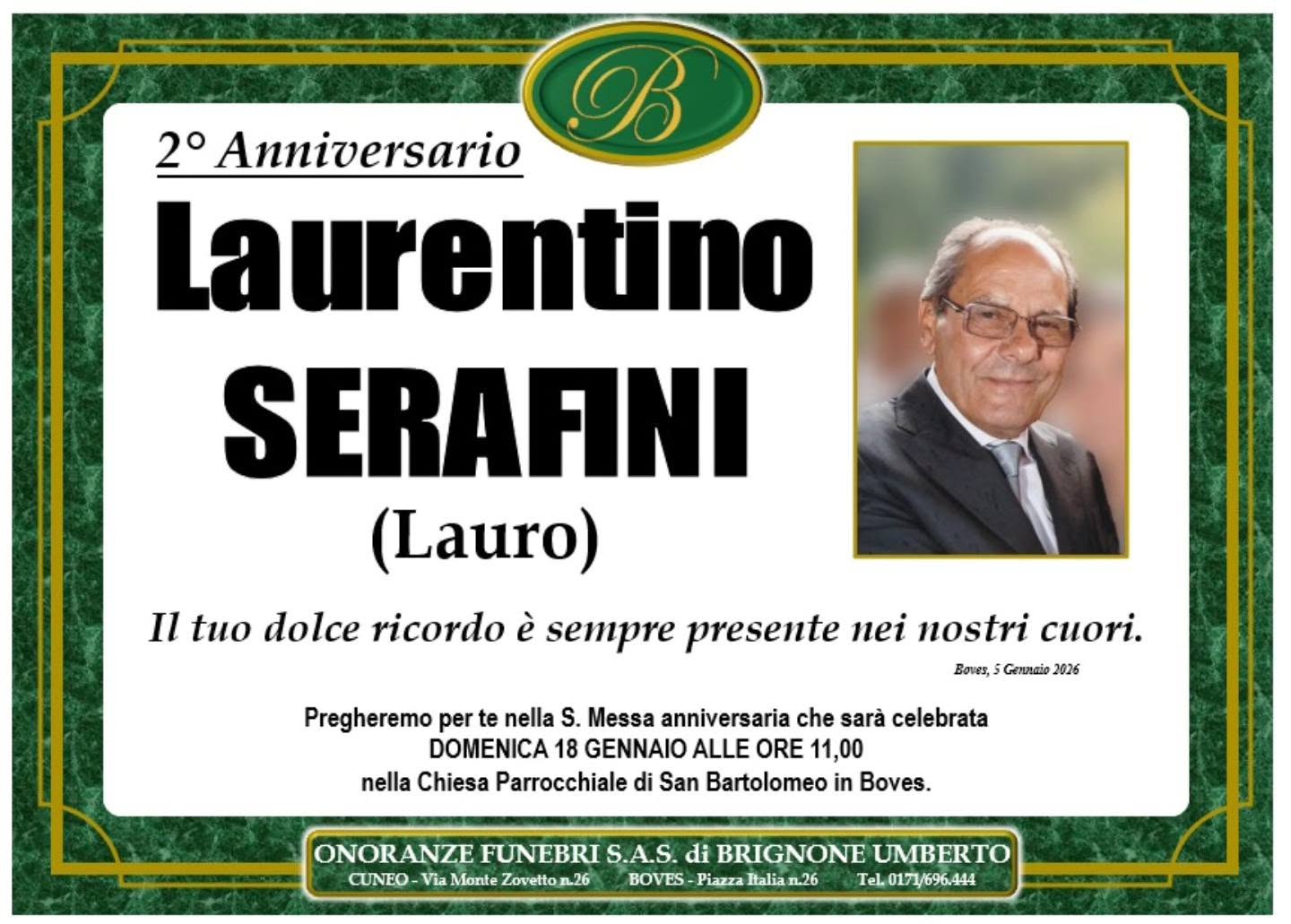 Manifesto funebre di Laurentino Serafini